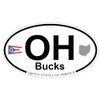 US Decal, Inc. Bucks, Ohio Oval Sticker with State Flag