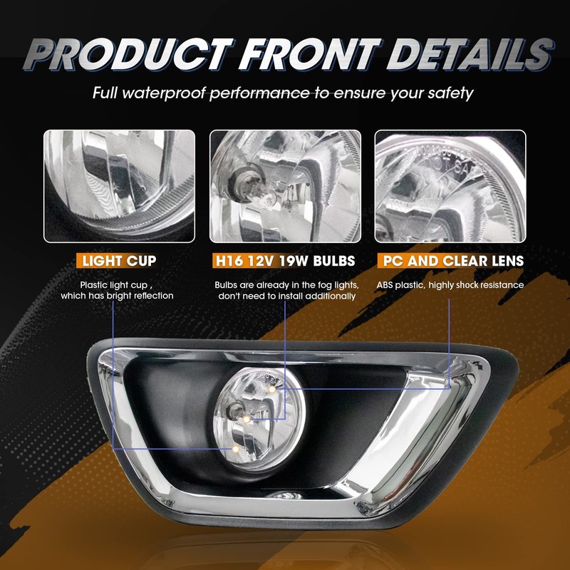 RAPOOSANS Driving Fog Lights Lamps Assembly for 2015-2019 Chevy Colorado