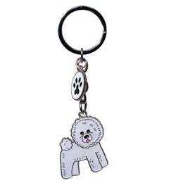 Key-ring Keychain,Cute Metal Small Dog Puppy Keychain Keyring Keyfob Car Bag Charm Dog Tag Chains Birthday Dog Lover Gift (Bichon Frise)