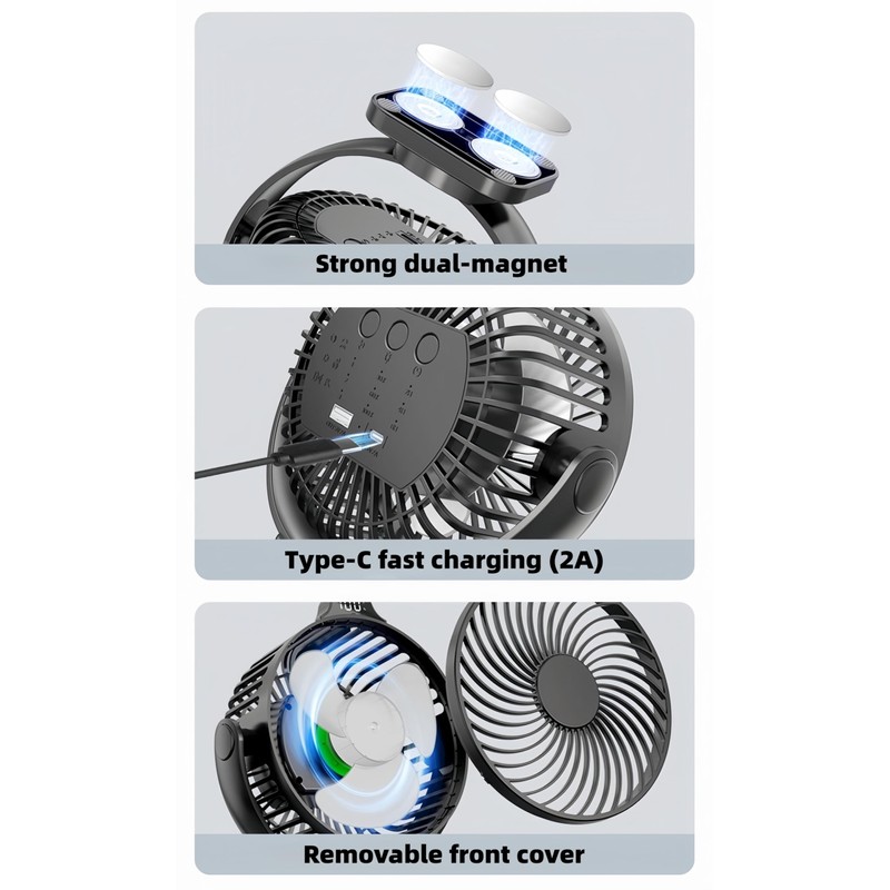 [Upgraded 2X Magnet] 2-Pack Magnetic Cruise Approved Fan with LED