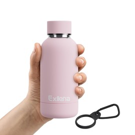 Exllena Small Water Bottle with Clip, Double Walled Vacuumed, Small Insulated Water Bottle Keeps Drinks Cold for 24 Hours/Hot for 12 Hours, Small Water Bottle for Handbag, BPA Free (Pink
