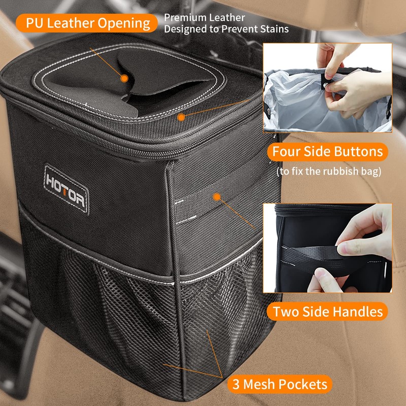 HOTOR Car Bin, Leak-Proof Car Bin for Tidy Use, Foldable