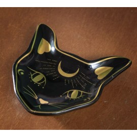 Wicca Astrology Witchcraft Mystic Mog Black Feline Cat Trinket Jewelry Dish