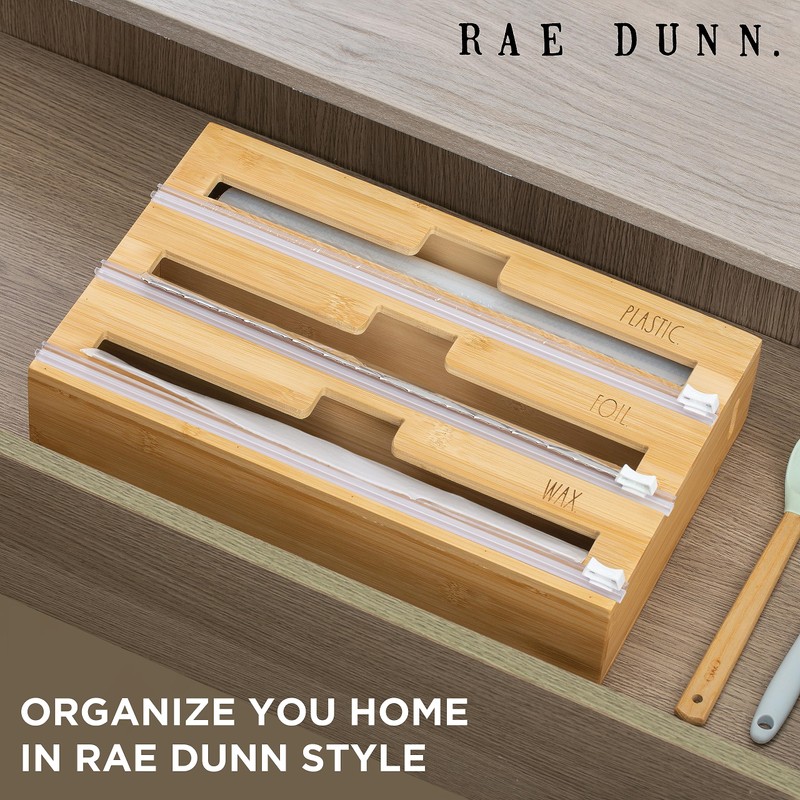 Rae Dunn 3 in 1 Wrap Organizer with Cutter, Plastic