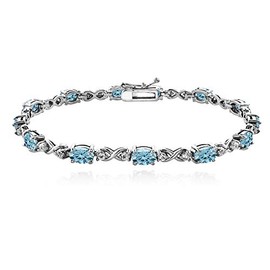 Sterling Silver 6x4mm Oval Infinity Bracelet Made with European Crystals, Crystal,