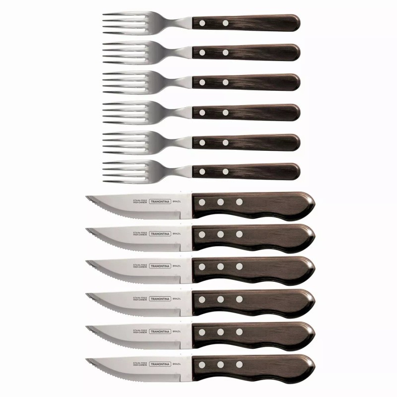 Tramontina, 12-Piece Carbon Steel Porterhouse Steak Knife and Fork Set