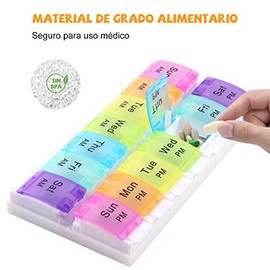 Pastillero Semanal, Organizador de Medicamentos Pastillas con 7 Compartimentos Dosificador de Comprimidos 7 Dias Dos veces al día Pastillero Diario de Viaje