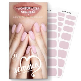 SEMINCA Semi Cured Gel Nail Strips-60s UV Light Needed, Salon Shine at Home,14 Day Wear,18 Size Press On Nails Kit with Nail File(Bare Pink)