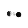 Sterling Silver Round Black Onyx Stud Earrings - Flat 9mm