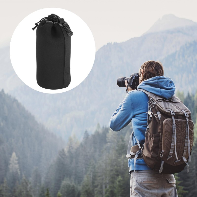 PATIKIL Camera Lens Bag 9x25cm Drawstring Lens Pouch with Thick