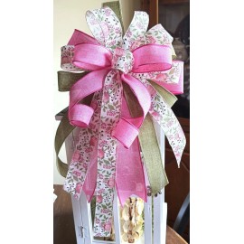 Handmade 10" x 20" SPRING FLORAL WIRED BOW for DOOR WREATH, SWAG, LANTERN # 203-C rb