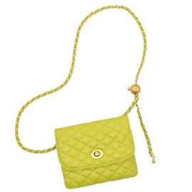 Handbag Women's Small Shoulder Bag Leather Crossbody with Adjustable Belt Chain Quilted Girls Travel, medium / yellowish green, crossbody