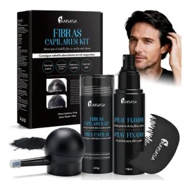 Kaisasa Fibras Capilares Cubre Calvicie Cabellohombre Maquillaje Capilar Para Calviciepolvo Para Cabellovoluminizador Cabellopolvo Para Volumen De Cabello - Negro