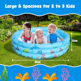 Paddling Pool, Children's Above Ground Pool, Inflatable Pool, Baby Pool, Inflatable Swimming Pool, Portable Bathtub, Children's Paddling Pool, for Outdoor, Home, Balcony, Summer Water Party (Diameter
