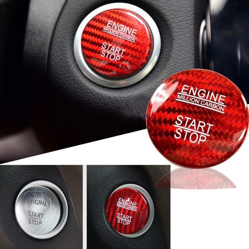 Carbon Fiber Engine Start Stop Button Cover Trim Fit for