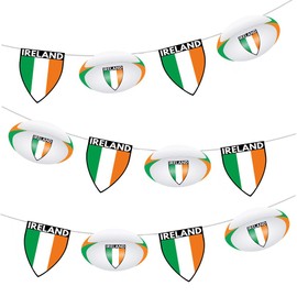 AK Giftshop Ireland Rugby Flag Ball Bunting Party Decorations Six Nations - 12pcs / 2.5m Ribbon