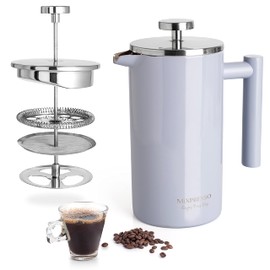 Mixpresso Stainless Steel French Press Coffee Maker 26Oz 770Ml Double Wall Metal Insulation Coffee Press & Tea Brewer Easy Clean & Easy Press, Strong Quality Coffee Press Light Blue Small French Press