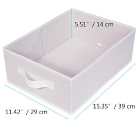 OVAKIA Foldable Storage Bins 4-Pack Fabric Closet Organizer With Handle Rectangle Storage Baskets For Bedrooms Closet Shelves Open-top Storage Boxes For Clothing Books Toys (White)
