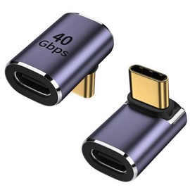 Herfair USB C Adapter, 90 Degree Adapter Type-C Angled Extender USB-C Male to Female Coupler 40Gbps Thunderbolt Connector for Laptops, Tablets, Phones, Steam Decks, More (2 Packs)