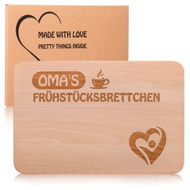 Grandma Wooden Breakfast Board, Breakfast Board with Engraving as a Gift, Beech Wood - Rounded Corners, Gift Idea Ideal for Birthday or Christmas