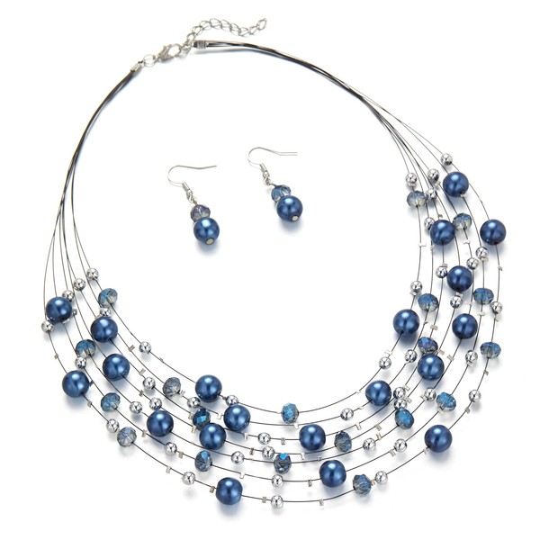 Collares de perlas en capas para mujer, gargantilla de perlas