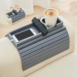 GEHE Removable Couch Cup Holder, Anti Falling Couch Drink Holder, Bamboo Sofa Cup Holder Armrest Tray, More Safe for You Family, Portable Couch Arm Tray Table for Remote/Snacks/Cellphone/Drinks/Cup