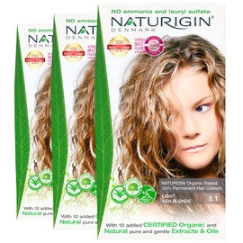 Naturigin Light Ash Blonde Hair Dye 8.1-3-pack Permanent Hair Color 100% Grey Coverage - Certified Organic Natural Ingredients, Deeply Nourishes the Hair - Ammonia Free, Vegan, Long Lasting Results