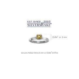 Silvershake Cushion Cut Natural Citrine 925 Sterling Silver Stack Stackable Solitaire Ring Size 9