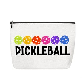 Sudaporn Pickleball Travel Cosmetic Bag Organizer for Pickleball Friend Fans Christmas Birthday Gifts Six Ball Makeup Bag Ball Lover Toiletry Bags Pouch Pickleballs White Elephant Gifts for Women Men