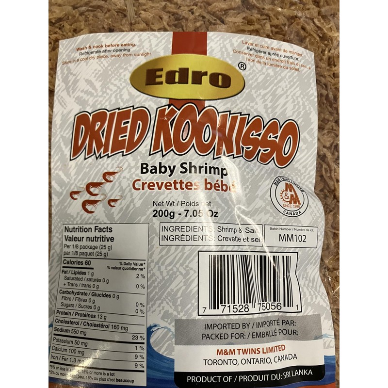 Dried Koonisso Baby Shrimp From Sri Lanka