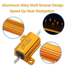 ETOPARS 2 Pcs 10W 60 Ohm 5% Aluminium Casing Wirewound Resistor Load Resistors Tap Resistor Chassis Mounting Wirewound Golden Housing Resistor