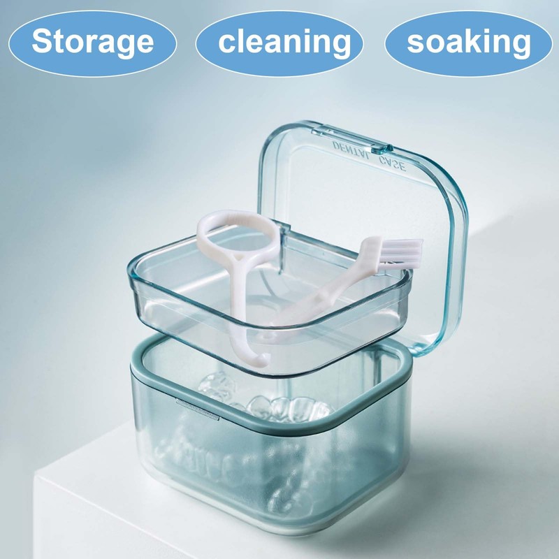 Disnace Dental Container Case, Denture Case for Soaking Dentures, Portable
