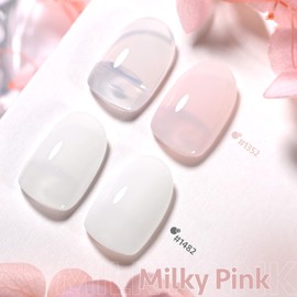 GAOY Sheer Light Pink Gel Nail Polish, 16ml 2 Colors 1352 1482 Jelly Milky White Translucent Soak Off UV Gel Polish Set for Nail Art DIY Manicure at Home, Milky Pink
