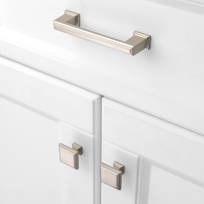KOOFIZO Stepped Bar Cabinet Pull - Brushed Nickel Furniture Handle,
