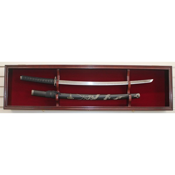 1 Sword Display Case Cabinet Stand Holder Wall Rack Shadow Box - Lockable w/ 98% UV Protection