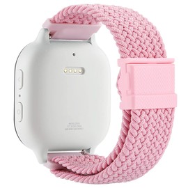 Wellfit Stretchy Braided Gizmo Watch Band Replacement - Magnetic Buckle, Adjustable Length, Breathable, Quick Release Spring Bars - Pink