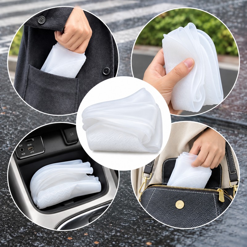 2 Pairs Reusable Waterproof Shoe Covers for Rainy Days –
