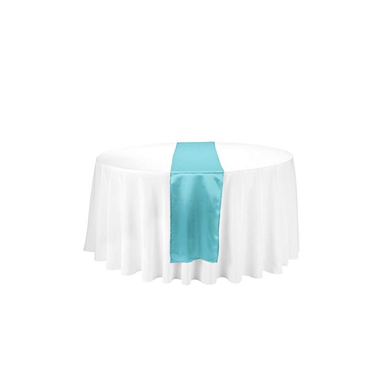 LinenTablecloth 14 x 108-Inch Satin Table Runner Turquoise