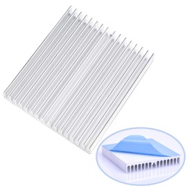 Heat Sink with Thermal Conductive Double Sided Tape for Thermal Runaway Protection L60mm X W60mm X H10mm Silver Cooling Fins Aluminum Heat Dissipation Plate Fire TV DIY Kit IC Chip MOSFET Circuit