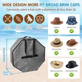 BOHEMIABY Hat Box for Travel and Storage, Stackable Cowboy, Foldable Hat Boxes for Women Men Storage with Handle, Save Space Travel with Cardbord for Closet, Light Gray