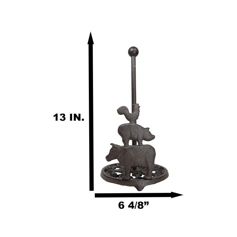 Ebros Gift Cast Iron Rustic Farm Barn Animals Rooster Pig