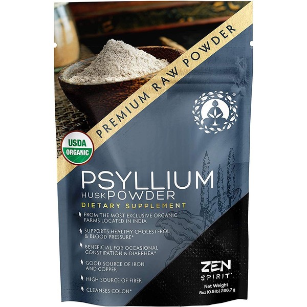 Organic Psyllium Husk Powder - Premium Indian Natural Soluble Fiber Supplement, Natural Laxative, Perfect Colon Cleanser & Body Detox - Gluten Free, Vegan & Keto Friendly (8oz)