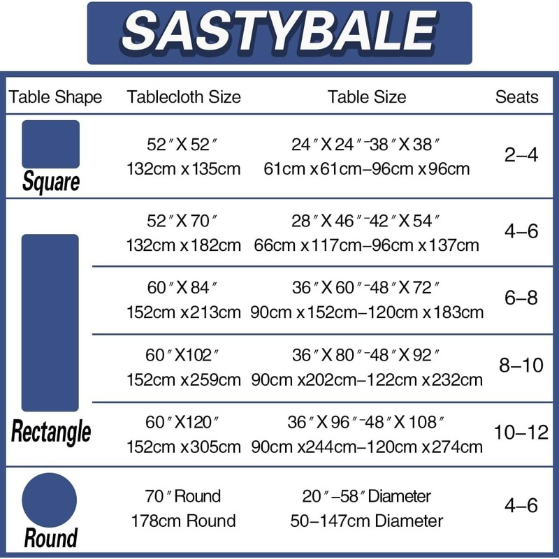 SASTYBALE Blue and White Tablecloth Rectangular, Floral Table Cloth 52"x70"