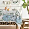 Artoid Mode Buffalo Plaid Blue Pumpkins Eucalyptus Autumn Table Cloth,