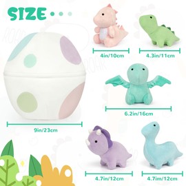 Hkojewp Dinosaur Stuffed Animal Set, Soft Dino Plush Dinosaur Toys, Cute Stuffed Dinosaur Egg with 5 Small Dino Plushies for Themed Party for Kids Girls Boys