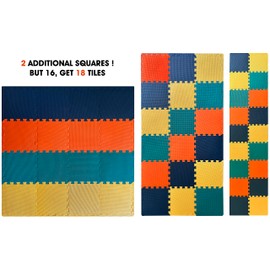 MioTetto Soft Non-Toxic Baby Play Mat | Toddler Playmat | Colorful Jigsaw Puzzle PlayMat | 16+2 Bonus Squares Foam Floor Mats for Kids & Babies | EVA Foam Interlocking Tiles for Gym, Nursery, Playroom