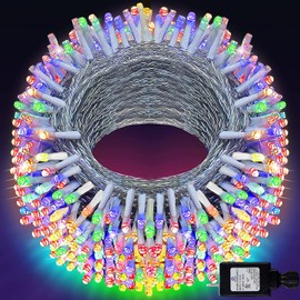 KNONEW Outdoor Christmas Lights 300 LED 99ft String Lights 8 Modes & Time Memory Fairy Light Plug in Waterproof LED String Lights for Xmas Yard Tree Wedding(Multicolor)