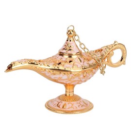 Lámpara Aladdin, Art Light Craft Magic Genie Light Gift con Exquisito patrón de Grabado Vintage, lámpara Decorativa para decoración de hogar, Oficina, Boda, Fiesta(Oro Rosa)