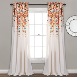 Lush Decor - Cortina de Cenefa para Ventanas, de Flores, Tradicional, Turquesa y Mandarina., 2.1 m x 1.3 m, 1                                         