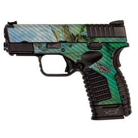 MightySkins Carbon Fiber Skin Compatible with Springfield XDS 3.3 - Green Shell | Protective, Durable Textured Carbon Fiber Finish | Easy to Apply, Remove, and Change Styles | Made in The USA